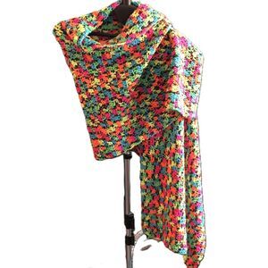 Amazing Hand Crochet Wrap in Bright Colors 72" Long
